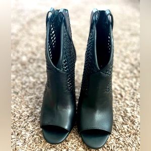 Jessica Simpson perforated leather peep toe “shootie”.